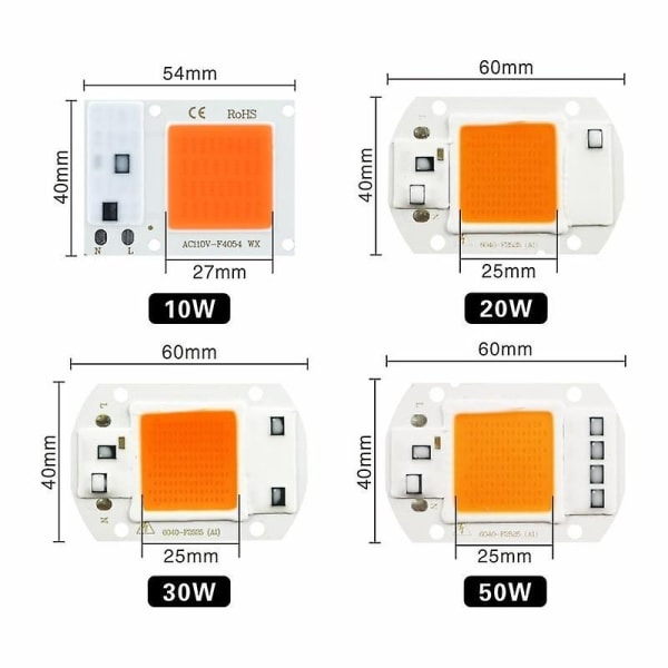 Led Cob Chip til Indendørs Plante Frøplante Blomstervækst Lys Fuld Lys - Perfet Grow Light 50W / 220V