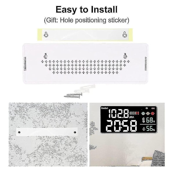 Decibelmåler Vægmontering Lydniveau Måler 30-130db Område 11 Tommer LED Display Støj Tid Temperatur-Perfekt