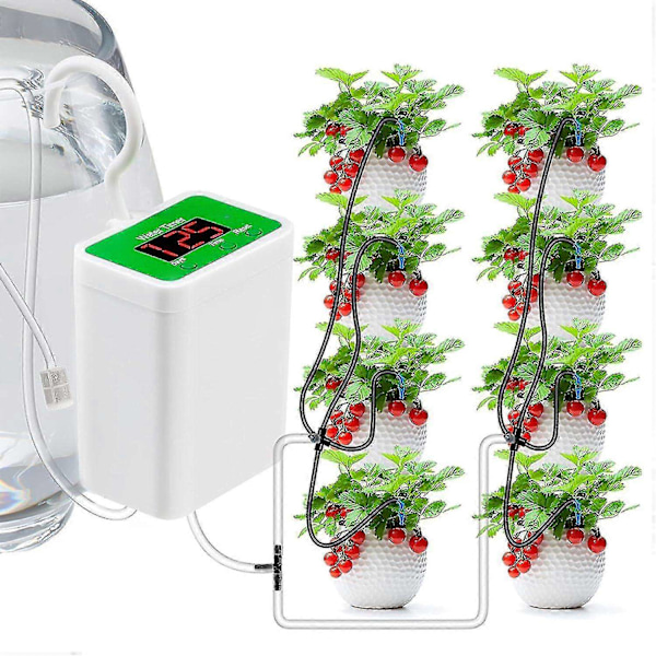 Automatisk vanningssystem for potteplanter, vanningsenheter USB automatisk dryppvanningssett plantevanningssystem med vanntimer - Perfekt for 8 Plants