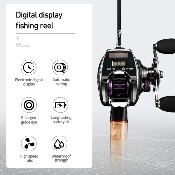 Elektronisk fiskehjulstæller Digital Display Baitcasting - Perfet
