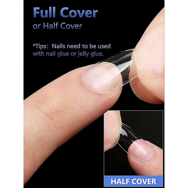 Korta Mandelformade Naglar, 504st Mjuka Gelnaglar, Transparenta Naglar för Akrylnaglar Professionella, Fulltäckande Mandelformade Naglar för Nagelförlängning, Falska Round Oval Nails Tips