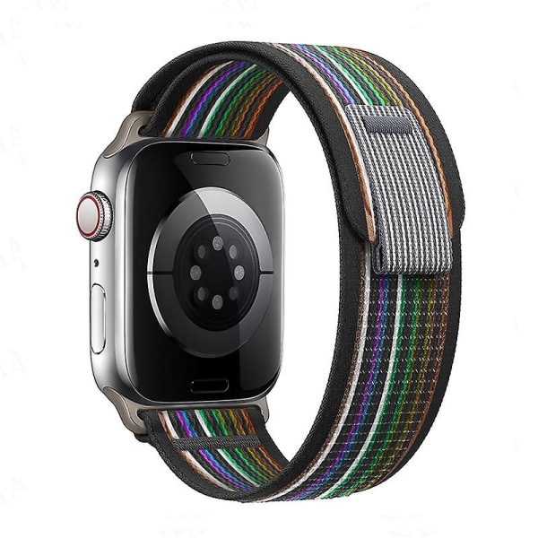 Lämplig för Trail Loop Strap för Apple Watch Band Ultra 8 7 6 5 3 Watch 49mm 45mm 40mm 44mm 41mm 42mm 38mm Nylon Correa Armband Iwatch Series Watch Black Rainbow 42mm 44mm 45mm 49mm