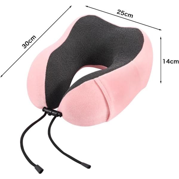 Resenackkudde, mjuk och bekväm stöd av minneskum, perfekt för flygresor, U-formad sovkudde, rosa Pink 0