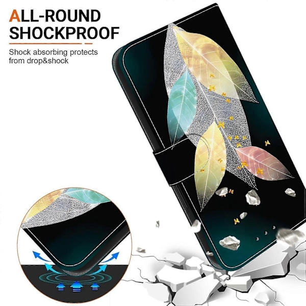 Tegnet Lærveske Kompatibel med Motorola Moto G75 5G-Perfet Colored Leaves