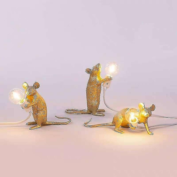 Mus Skrivebordslampe Nordic Animal Lamper Dagligstue Spisestue Soveværelse Tøjbutik Tegnefilm Mus Resin Skrivebordslampe Vwy feng- Perfet