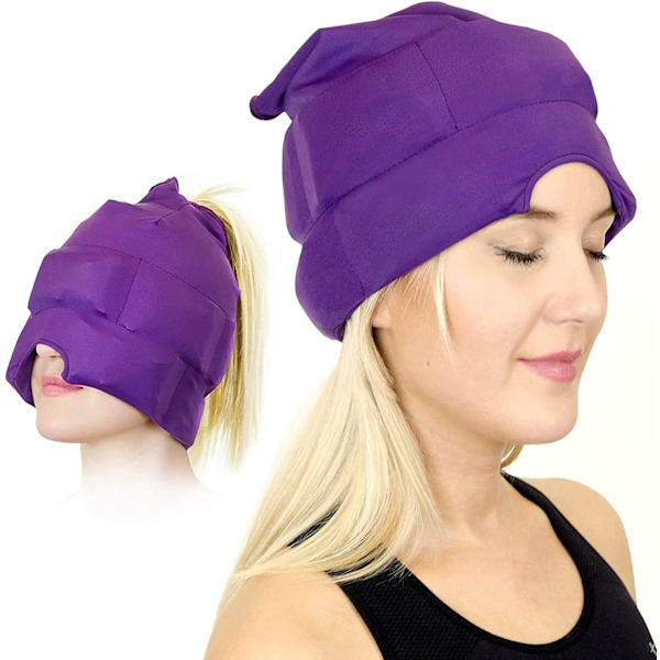 Hovedpine- og migræneaflastningshætte - En ismaske eller hovedpinehat brugt til migræne - Perfet purple