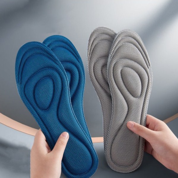 2 stk Foot Master Memory Foam Ortopædiske indlægssåler til sko - Perfet Blue 44-46