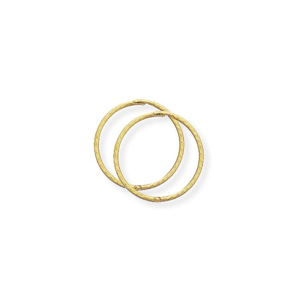 Jewelco London 9 karat gult gull 1 mm tynne diamantskårne hengslede øredobber - 16 mm - Perfet Yellow