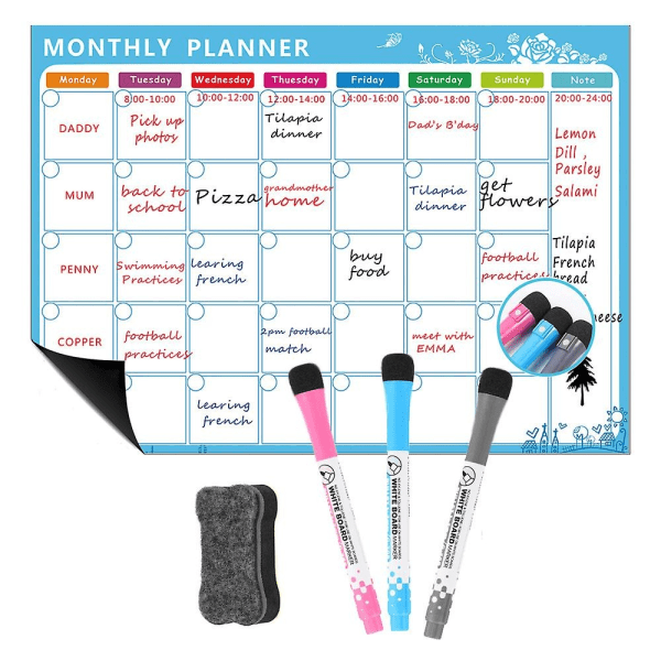 Dry Erase Kylskåp Magnetisk Kalender - Vit ård Magnetic - Perfet B