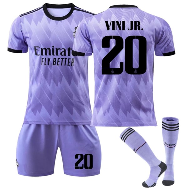 Real Madrid Ude Lilla Nr. 9 Benzema Nr. 20 Vinicius Fodboldtrøje - Perfet #20 12-13Y