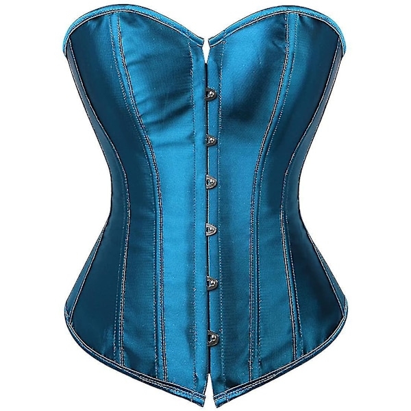 Kvinders Bustier Korset Top Sexy Lingeri Sæt Sort Satin Talje Cincher-Perfet Peacock blue Small