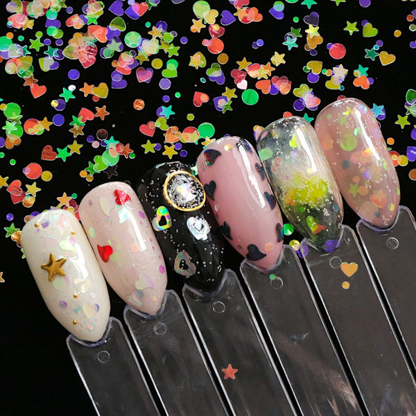 Nail Art Chip Glitter Butterfly Star Circle Heart Chip 1591 AB10 - Perfet HD02