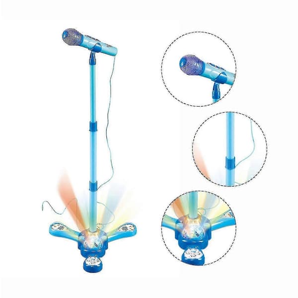 Mikrofonstativ til børn med lys & MP3 til sang & optræden - Perfekt Blue Quadrapod base with light