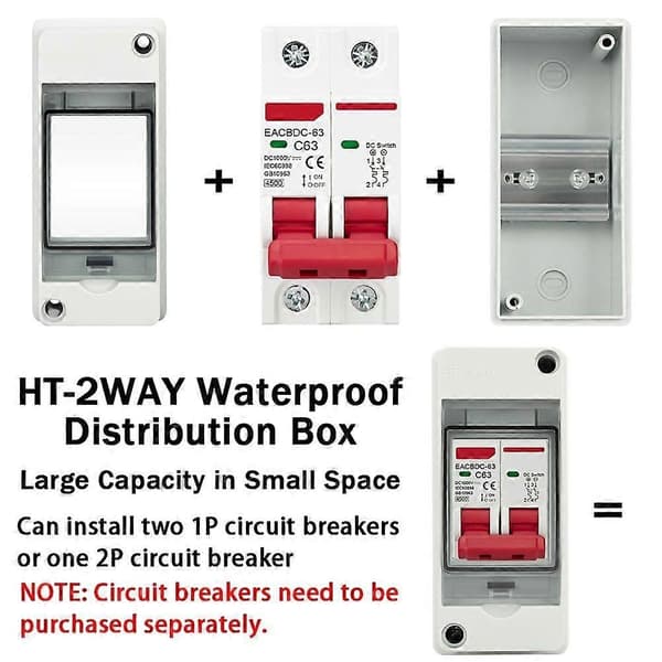 HT-2 IP65 Vandtæt Fordelingsboks Panel Installation 2 VEJS PC Udendørs Elektrisk MCB So-Perfet