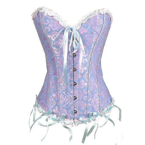 Tube Top Jacquard Gotisk Palads Korset Vest Shapewear Korset-Perfet Blue 6XL
