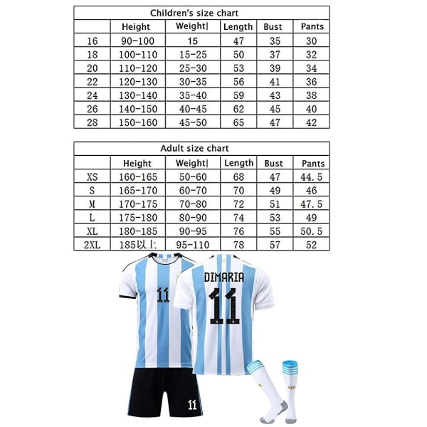World Cup 2022 Argentiina Koti #10 Messi Shirt Match Kit zV - Perfet Kids 26(140-150CM)