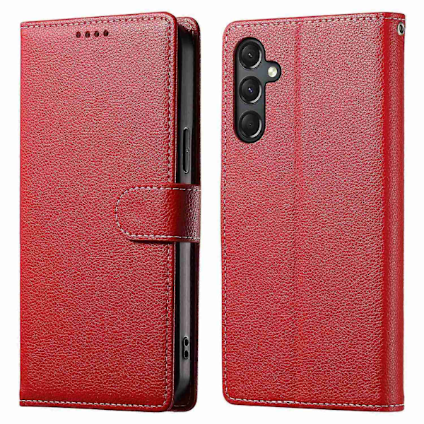 Yhteensopiva Samsung Galaxy A24 4G (162.1 x 77.6 x 8.3mm) Kotelo Nahkainen Lukko Lompakko Jalusta Puhelinkotelo - Perfet Red
