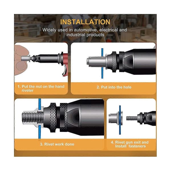Mutter 100 stk. 1/4In-20UNC Rustfritt stål 304 Finish Flat Head Rivnut Gjenget Innsettingsmutter Riflet Kropp-Perfekt