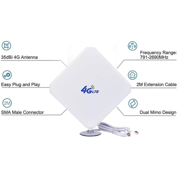 35dbi lille 4g ​​Lte-antenne, lille antenne indendørs netværksantenne til Mifi mobilt bredbånd hotspot trådløs router - Perfet