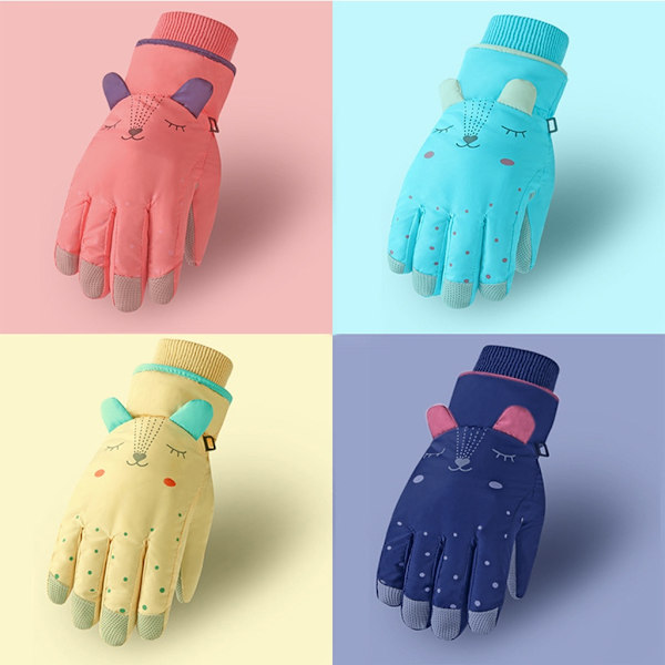 Lasten Rukkaset Vedenpitävät Käsineet Ski Pojille Tyttöjen Snow Thermal Rukkaset - Perfet Sky Blue