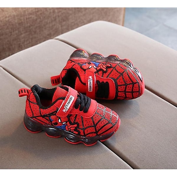 Barnens Sportskor Spiderman Ljusa Sneakers Barn Led Luminous Skor för Pojkar-Perfekt Red 24