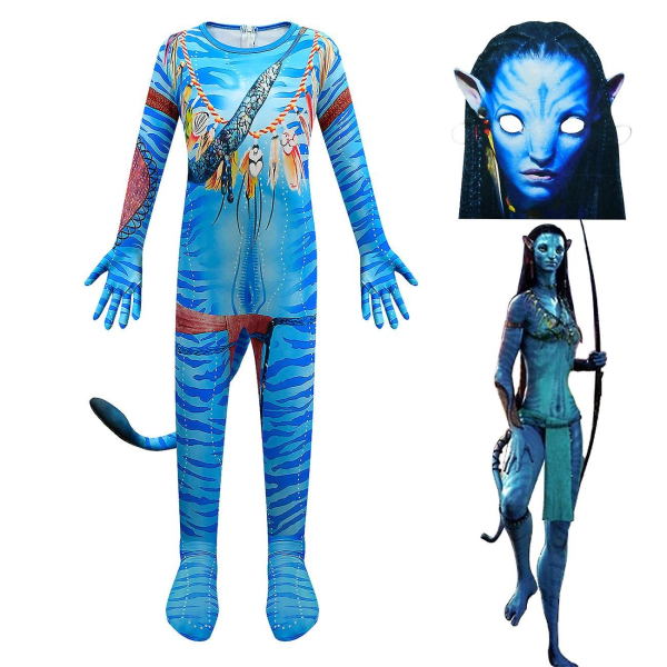 Børneavatar The Way Of Water Alien Cosplay 3d Jumpsuit Drenge Piger Avatar Cosplay Kostume Maske Halloween Zenti Party Bodysuit - Perfet 4676Jumpsuits-mask 120(5T)