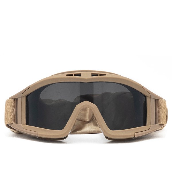 1 Sæt Tactical Goggles Military Solbriller 3Len Army Motorcykel - Perfet Khaki