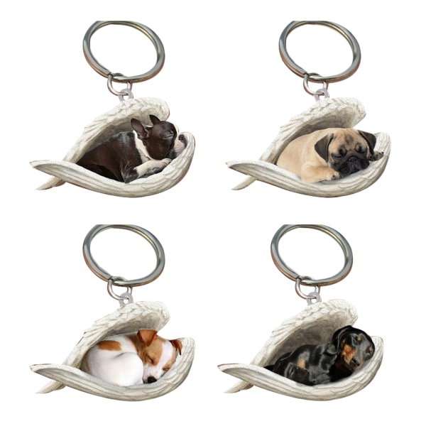 akryl hund sovande ängel hänge hund korg nyckelringar - Perfet C