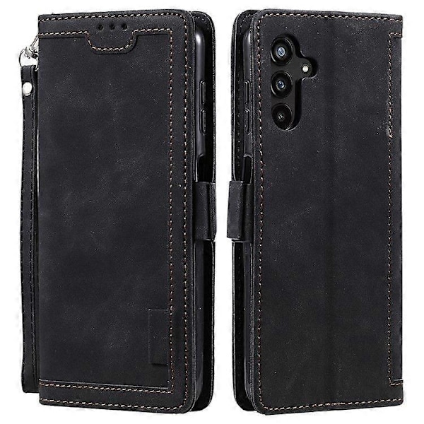 Samsung Galaxy A36 5G Lompakkokotelo Jalustalla Nahkainen Puhelinkotelo - Perfet Black
