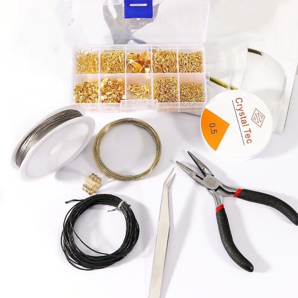 Smykkefund Kits Gør-det-selv-øreringe Voksne Perler Reparationsværktøj Guld - Perfet