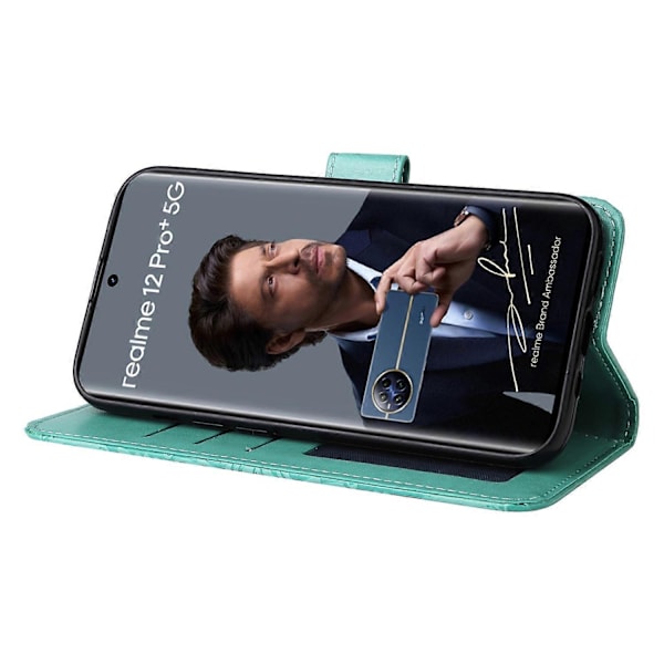 för Realme 12 Pro 5G/12 Pro+ 5G Läderfodral Präglat Solros Flip Folio Plånbok Telefonfodral - Perfet Style D