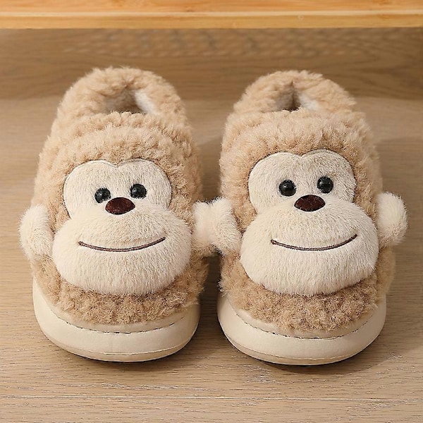 Dame Herre Sko Pige Pels Anti Slip Varme Hjemmesko Moderigtig Dejlig Abe Matchende Bomuld Hjemmesko Efterår Vinter Plys Hjemmesko - Perfet Light brown 38-39