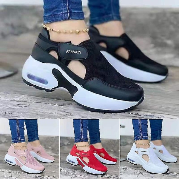 ortopedisk luftkudde sula flygande vävda sneakers för promenadskor för kvinnor Casual Bästa presenten - Perfet Black 40