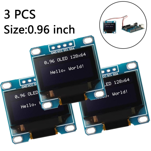 3 x 0,96 tommer / 1,3 tommer OLED-skjerm ICC-brikke 128 x 64 piksler 0.96 inch