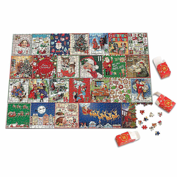 Adventskalender 2023 julepuslespil adventskalender 1000 brikker 24 dages julenedtællingskalender 2023 puslespil adventskalendergave til en