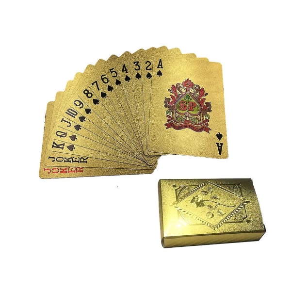 Vorallme 24 karat guld spillekort poker spillekort guldbladsæt Plast Magic Vandtæt dæk Magic Water Gift Collection-stil 3- Perfet