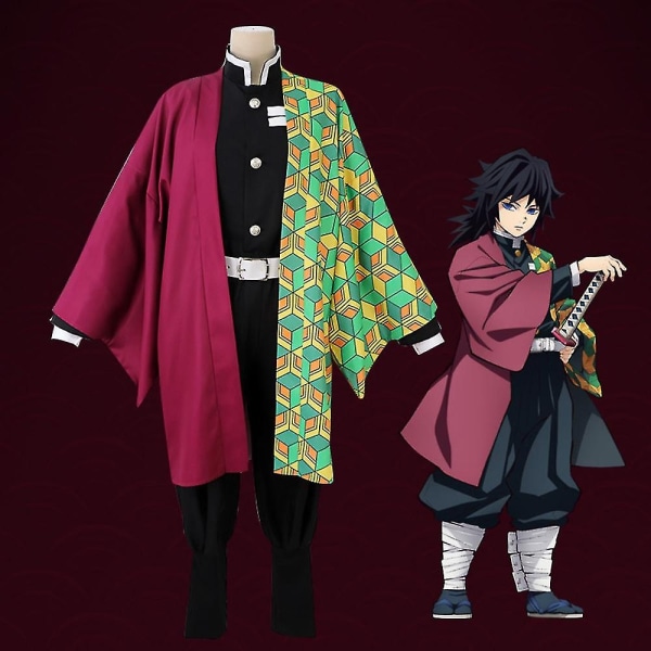 Kids Demon Slayer Animation Cosplay Kostume Outfit Sæt - Perfet Tomioka Giyuu 13-14 Years