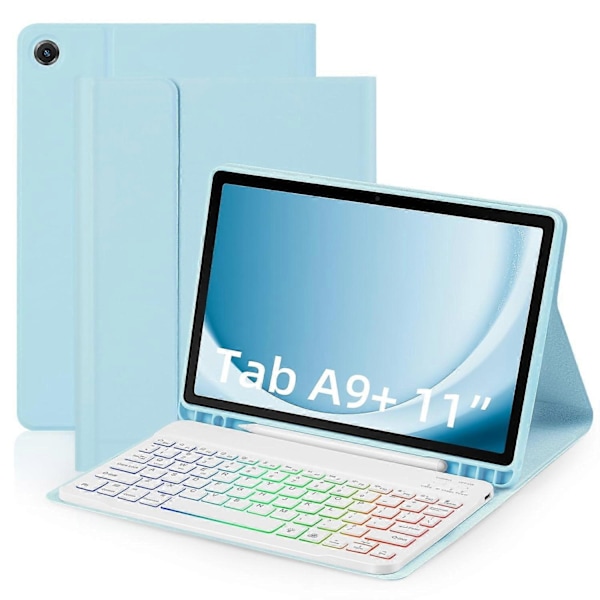 Yhteensopiva Samsung Galaxy Tab A9+ Nahkakotelo irrotettavalla RGB-taustavalaistulla näppäimistöllä - Perfet Style A
