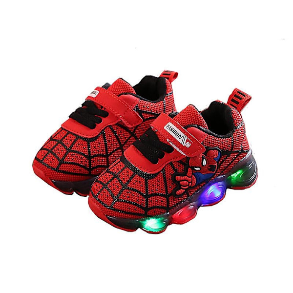 Barnens Sportskor Spiderman Ljusa Sneakers Barn Led Luminous Skor för Pojkar-Perfekt Red 24