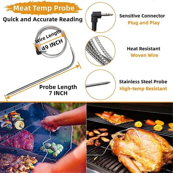 230V Digital W/LCD Display Kontrollkort Ersättningsdelar för Pellet Grill Rökar med Köttprob, RTD Sensor-Perfet