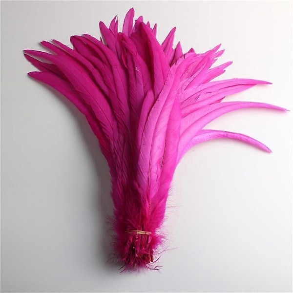 50 stk. Naturlige Kyllingehale Fjer 25-40 cm / 10-16 tommer Tøjdekoration Sceneoptræden Hanehale Fjer Plume-Perfet pink 35-40cm