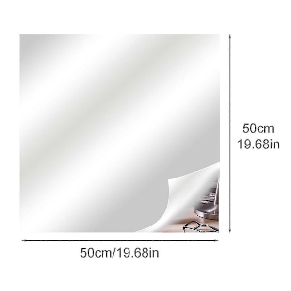 Självhäftande Spegelplattor Väggdekaler Badrum Reflekterande Dekor Fäst På Konst för Heminredning-Perfet 50cm*50cm*0.2mm