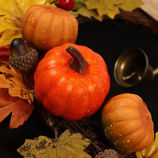 Kunstig høstkrans med høsting av lønneblader Gresskarbær dørkrans Garland Veggdekor for Halloween - Perfet