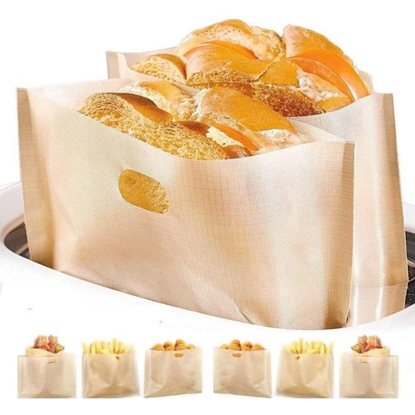 Non-stick genanvendelig brødristerpose, 6 vaskbare teflon toastposer, 16*16,5 cm - Perfet