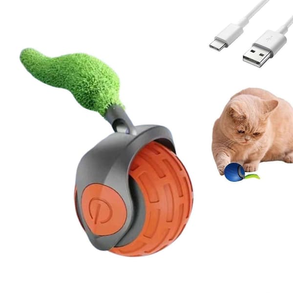 Speedy Tail 3.0, Ny Generation Speedy Tail Kattleksak, Smart Interaktiv Kattleksak - Perfekt Orange