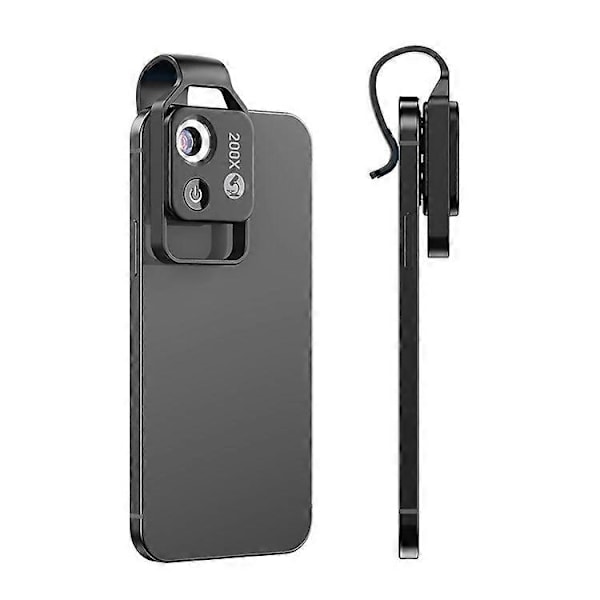 APEXEL APL-MS002CWH 200X Mobiltelefon HD CPL Makro Linse Mikroskop med LED Lys-Perfekt Black
