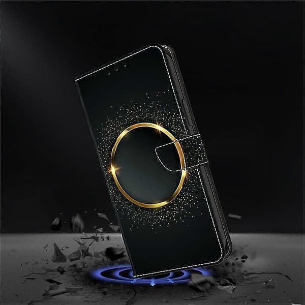 Telefonfodral för Samsung Galaxy S25, PU Läder Plånboksfodral med Ställ-Perfekt Gold Ring