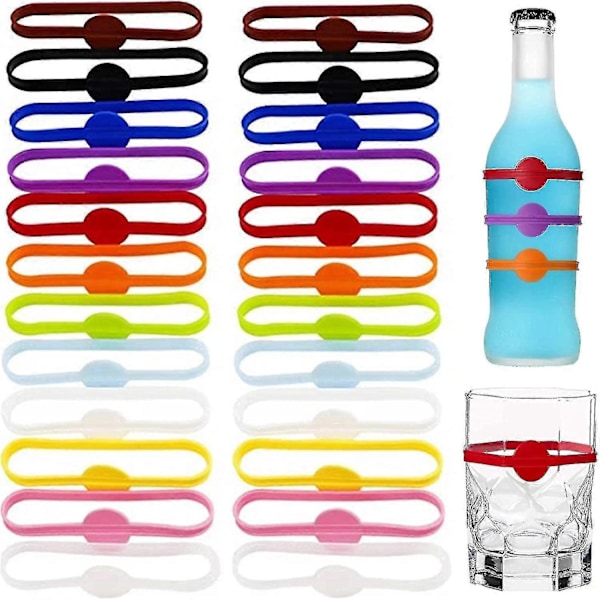 24 st Silikon Dryckesmarkörer, Vinglas Charm för Festglas Koppar Burkar Identifiering, Glasmarkörer för Dryck-Perfekt