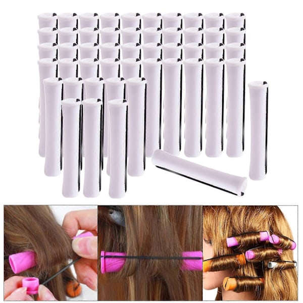 Kolde Permanentstænger til Hår Varmefrit Ruller Styling Frisørværktøj - Perfekt 50Pcs 1.6cm