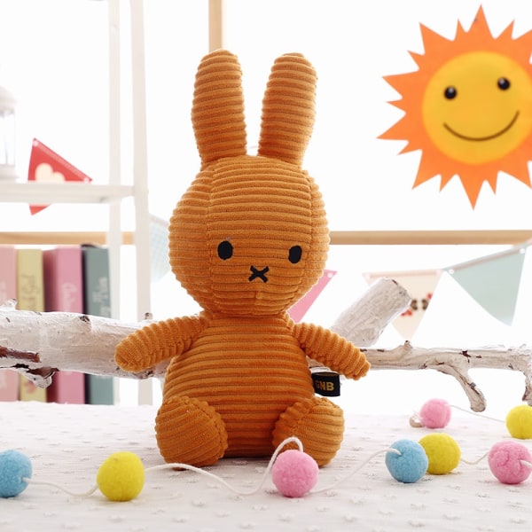 Søt Miffy Rabbit Striped Rabbit Plysjlekedukke, barnegave Rosa - Perfet Light brown